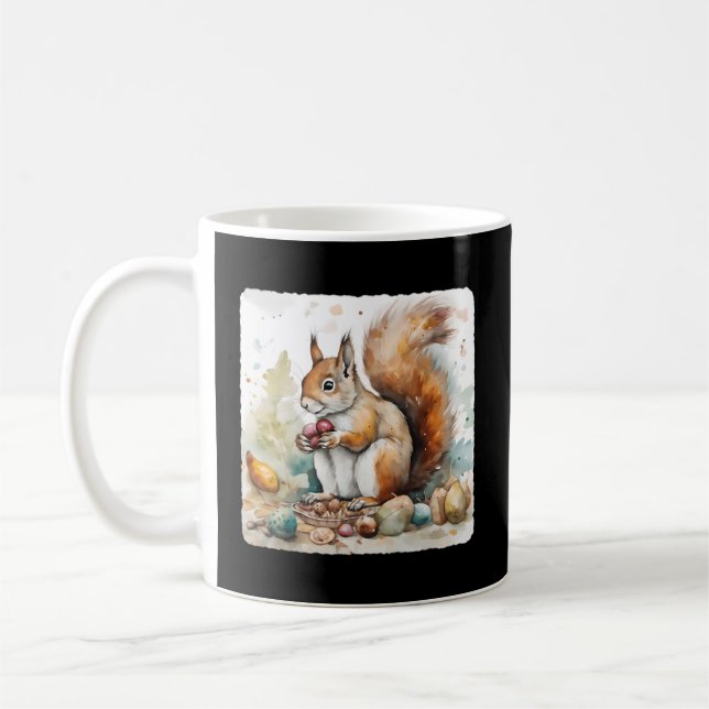 A Squirrel With A Collection Of Nuts Nature Foragi Coffee Mug (Left)