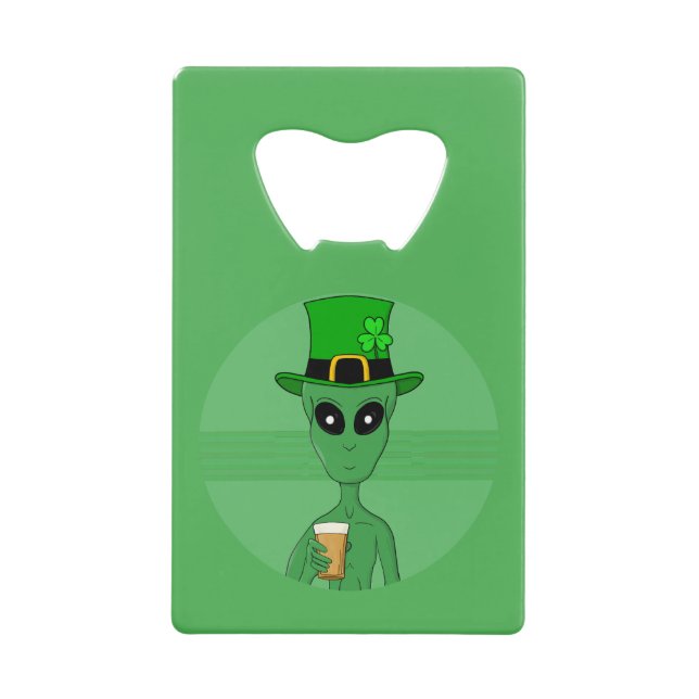 A St. Patrick's Alien Credit Card Bottle Opener (Front)
