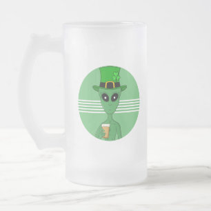 A St. Patrick's Alien Frosted Glass Beer Mug