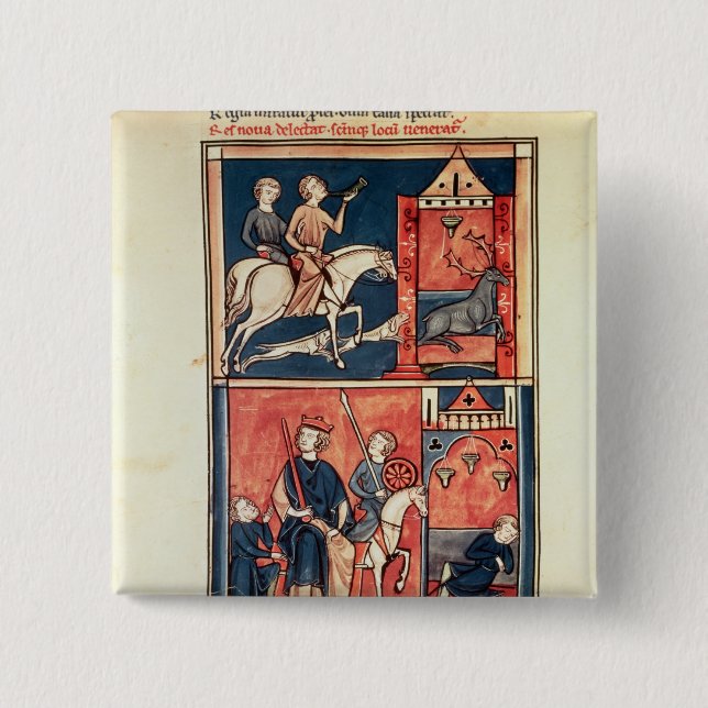 A stag hunt and a king button (Front)