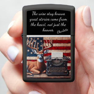 A Stag’s Wisdom and the Typing Machine Zippo Lighter