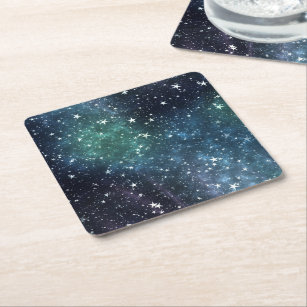 A Star Filled Night Square Paper Coaster
