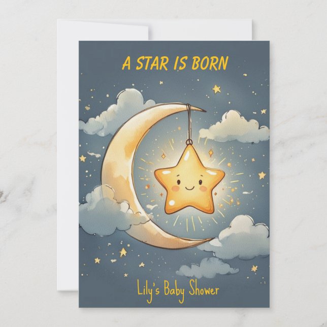 A Star is Born Baby Digital Download Invitation (Front)