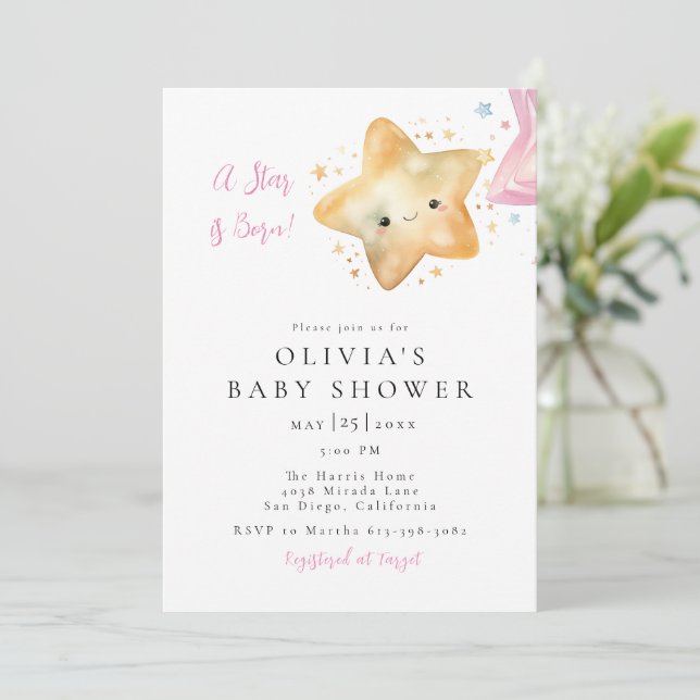 A Star is Born Baby Shower Invitation (Standing Front)