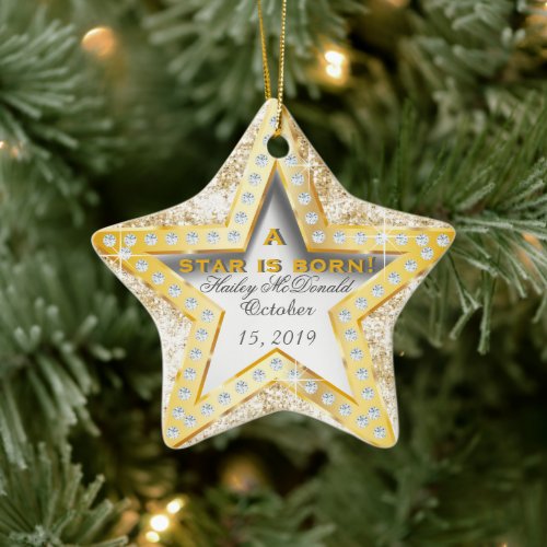 A Star Is Born Babys 1st Christmas Ceramic Ornament