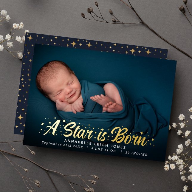 A Star Is Born Birth Photo Announcement Card (Creator Uploaded)