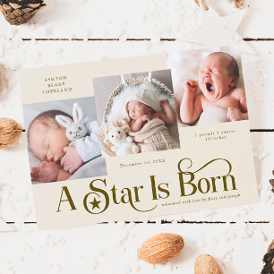 A Star Is Born Christmas Cream Birth Announcement
