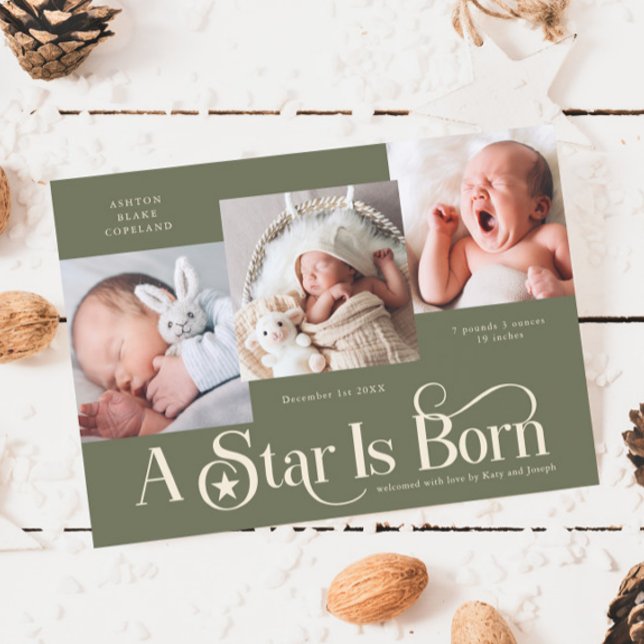 A Star Is Born Christmas Sage Birth Announcement (Creator Uploaded)