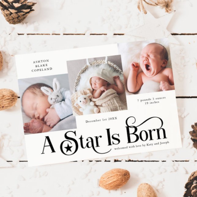 A Star Is Born Christmas White Birth Announcement (Creator Uploaded)