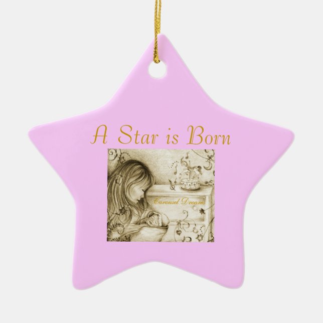 A Star is Born Pink Star Ceramic Ornament (Front)
