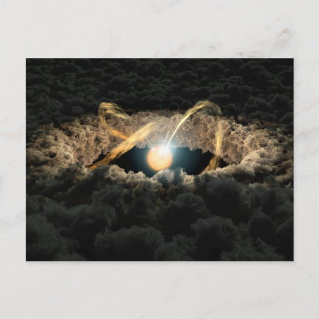 A Star Surrounded By A Protoplanetary Disk Postcard (Front)