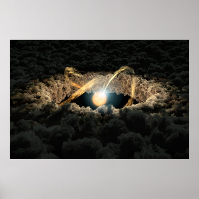 A Star Surrounded By A Protoplanetary Disk Poster (Front)