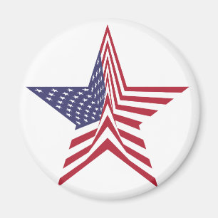 A Star With An American Flag Pattern Magnet