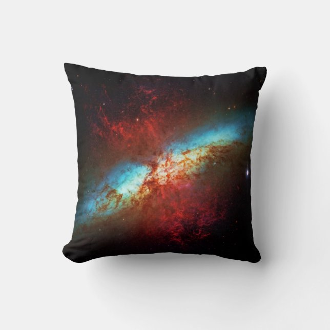 A Starburst Galaxy - Messier 82 (Cigar Galaxy) Throw Pillow (Front)