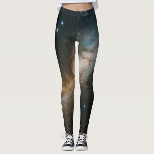 A starry and galactic sky leggings