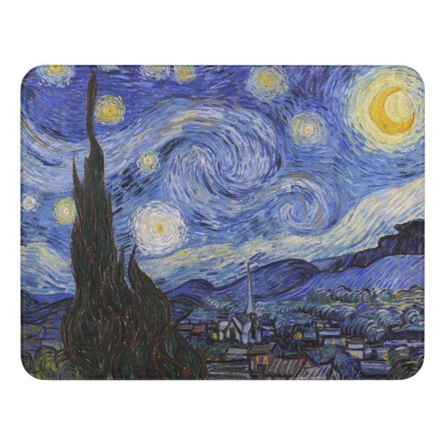 A Starry Night: Saint Remy by Vincent Van Gogh Door Sign (Contemporary Front)