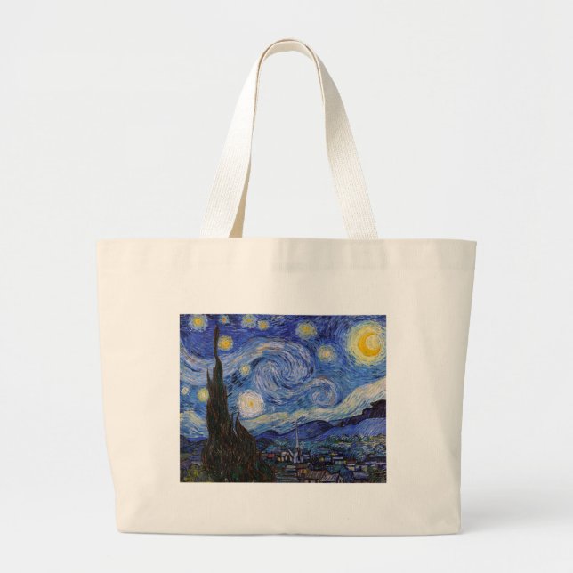 A Starry Night: Saint Remy by Vincent Van Gogh Large Tote Bag (Front)