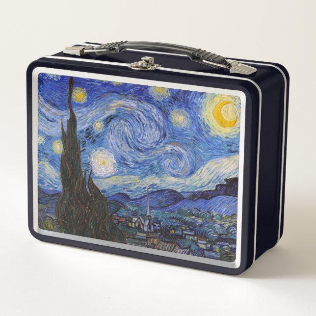 A Starry Night: Saint Remy by Vincent Van Gogh Metal Lunch Box (Front)