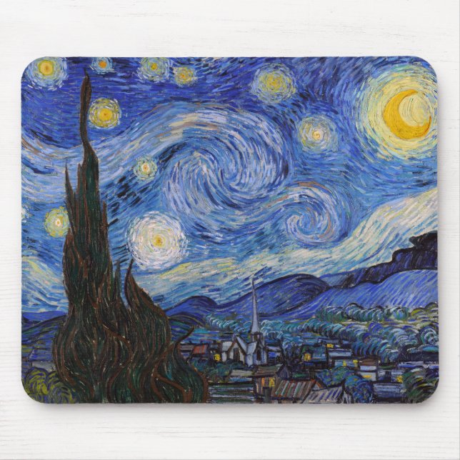 A Starry Night: Saint Remy by Vincent Van Gogh Mouse Pad (Front)