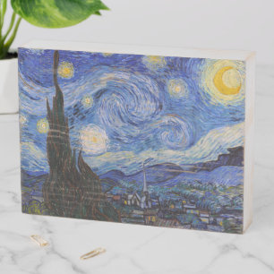 A Starry Night: Saint Remy by Vincent Van Gogh Wooden Box Sign