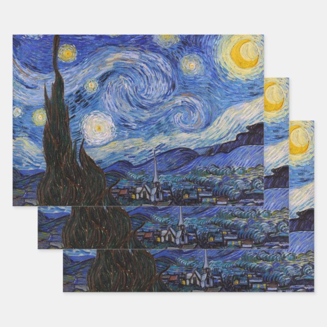 A Starry Night: Saint Remy by Vincent Van Gogh Wrapping Paper Sheets (Set)