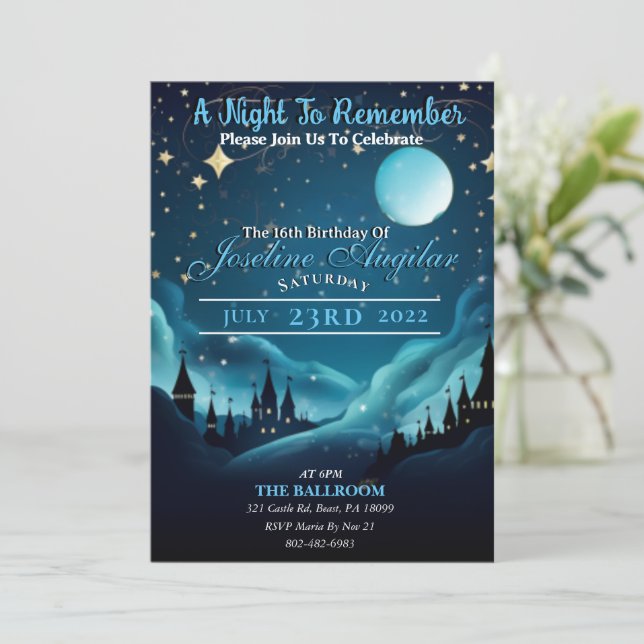 A Starry Night Sweet 16 Invitation (Standing Front)