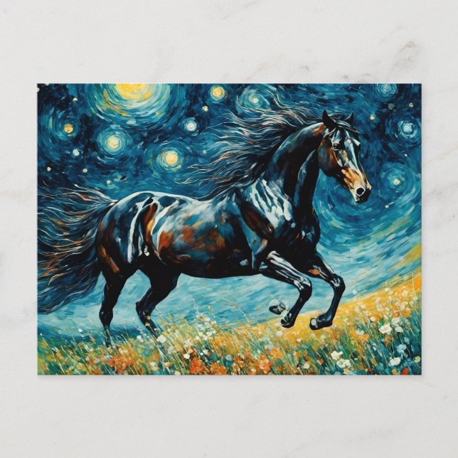 A Starry Night Van Gogh Horse Postcard (Front)