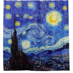 A Starry Night Van Gogh Inspired Shower Curtain