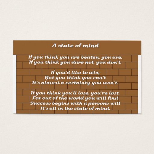 Customizable A State of Mind Business Cards