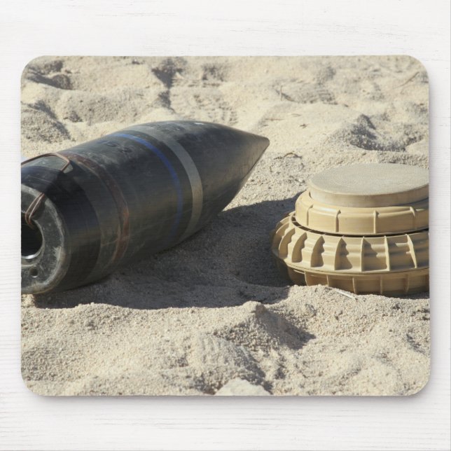 A static display of a converted ordnance shell mouse pad (Front)