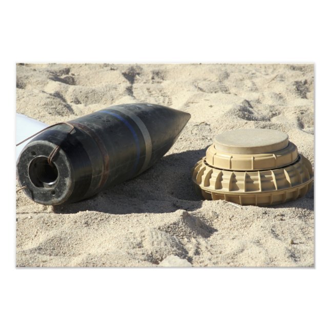 A static display of a converted ordnance shell photo print (Front)