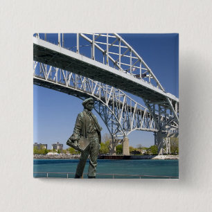A statue of Thomas Edison by local artist Mino Pinback Button