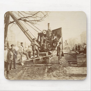 A steam crane in operation during the building of mouse pad