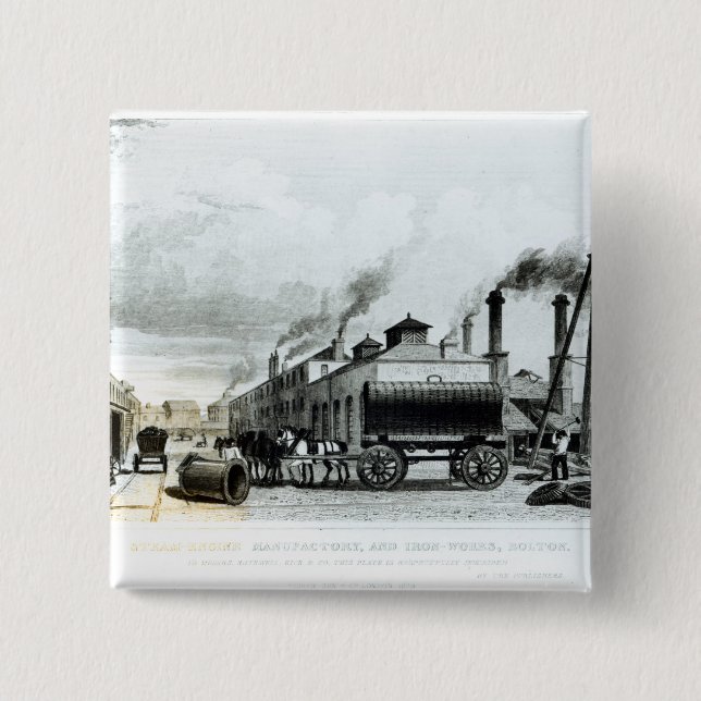 A Steam-Engine Manufactory and Iron Works Button (Front)