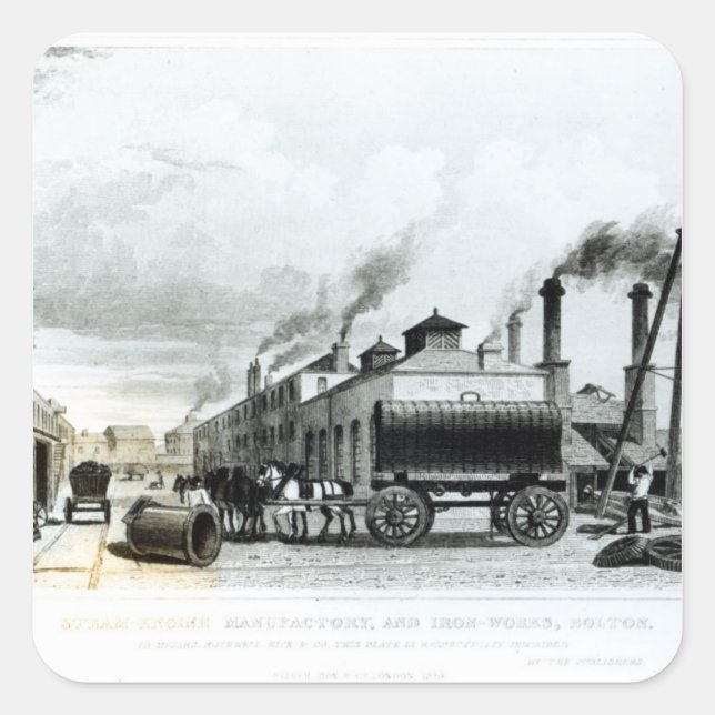 A Steam-Engine Manufactory and Iron Works Square Sticker (Front)