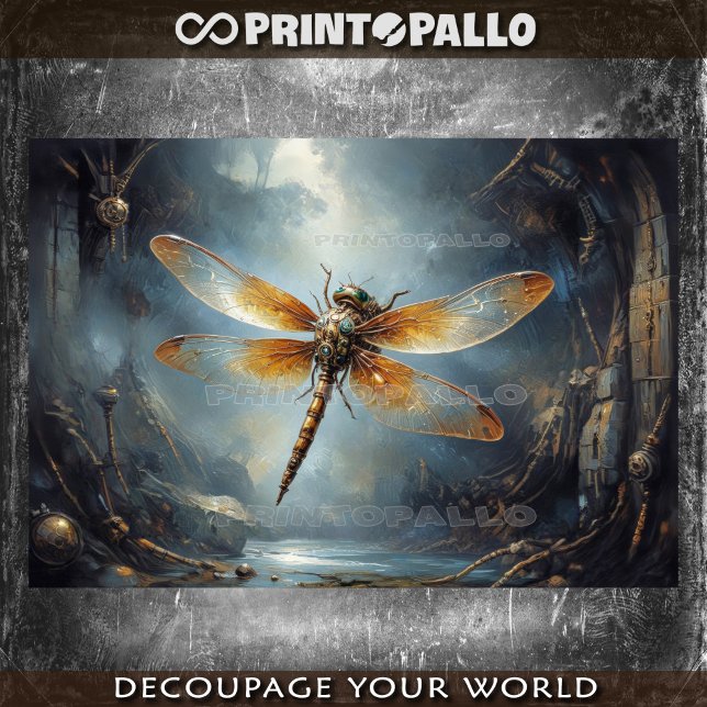 A steampunk dragonfly in a mysterious cave tissue paper (Creator Uploaded)