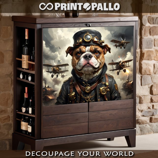 A steampunk english bulldog army aviator tissue paper (Creator Uploaded)