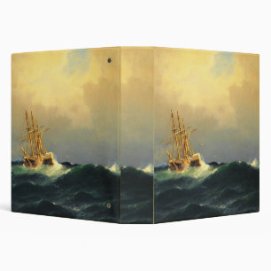 A steamship in a storm in the Atlantic Ocean 3 Ring Binder