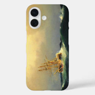 A steamship in a storm in the Atlantic Ocean iPhone 16 Case