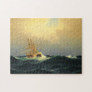 A steamship in a storm in the Atlantic Ocean Jigsaw Puzzle