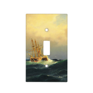 A steamship in a storm in the Atlantic Ocean Light Switch Cover