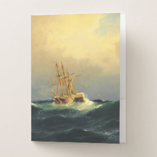 A steamship in a storm in the Atlantic Ocean Pocket Folder