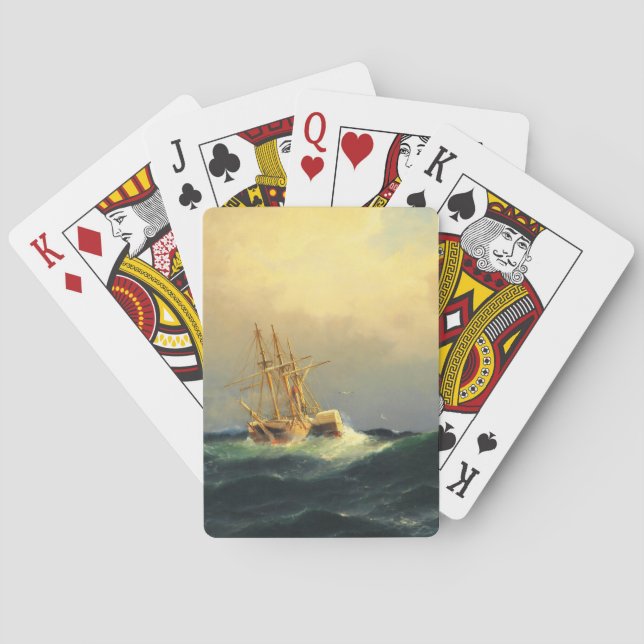 A steamship in a storm in the Atlantic Ocean Poker Cards (Back)