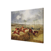 A Steeplechase, Near the Finish (oil on canvas) Canvas Print