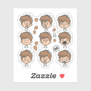 A sticker for a group of anime characters crying