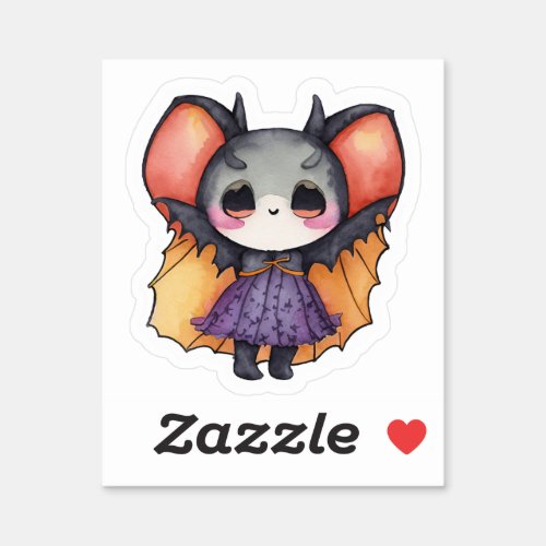 A Sticker of Cute Bat in Frock 