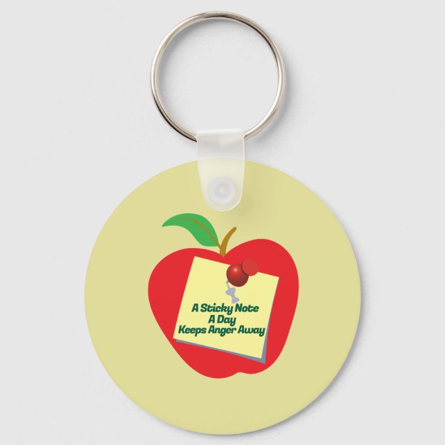 A Sticky Note a Day Keeps Anger Away Keychain (Front)