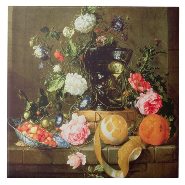 A Still Life in a Stone Niche Tile (Front)