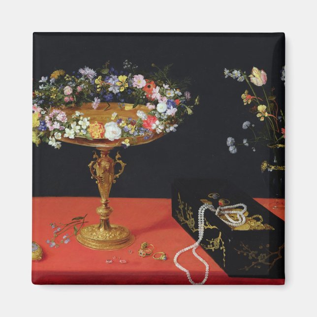 A Still Life of a Tazza with Flowers Magnet (Front)