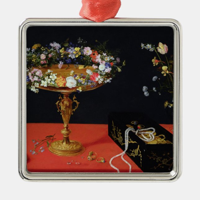 A Still Life of a Tazza with Flowers Metal Ornament (Front)